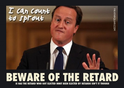 Funny Picture that makes fun of David Cameron The Retard