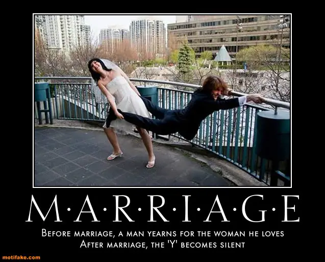 Funny Marriage Joke:  marriage turns "yearns" into "earns".