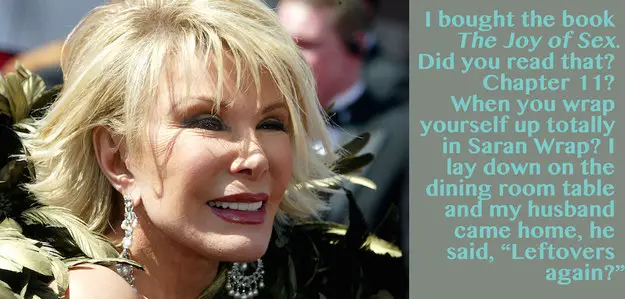 Joan Rivers jokes about the Book called the Joy of Sex