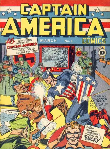Captain America Comic Book Cover By  Jack Kirby