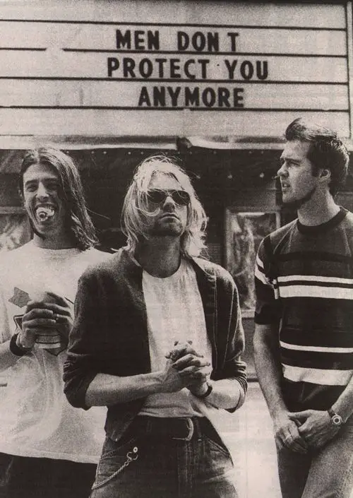 Kurt Cobain With His Nirvana Bandmates