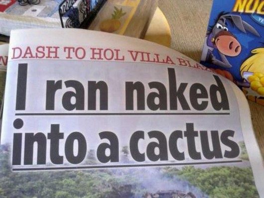 Random Funny Jokes: "I ran naked into a cactus."
