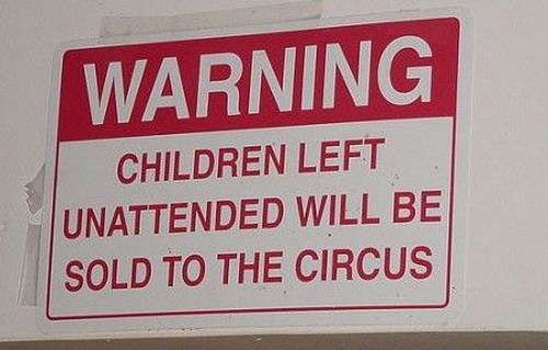 Road Sign: Children Left Unattended