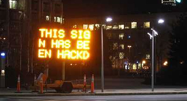 hacked road sign