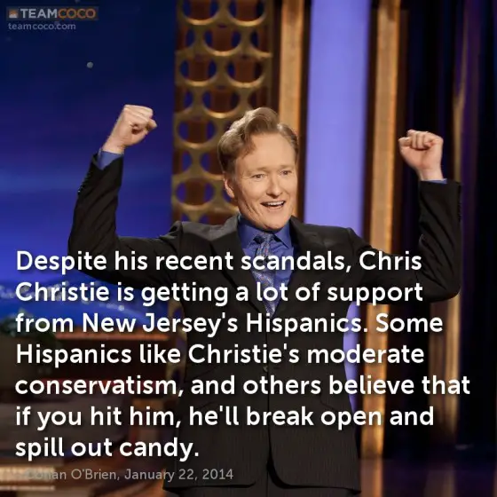 Conan O'Brien jokes about Chris Christie's support among Hispanics