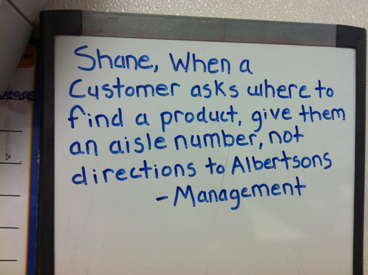 Funny Guy Shane Vs. Angry Management: directions to Albertsons (1)