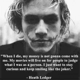 Heath Ledger Joker Portrait with Quote About Chaos
