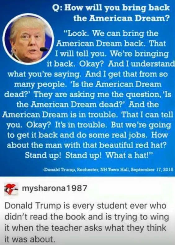 Donald Trump Jokes About The American Dream