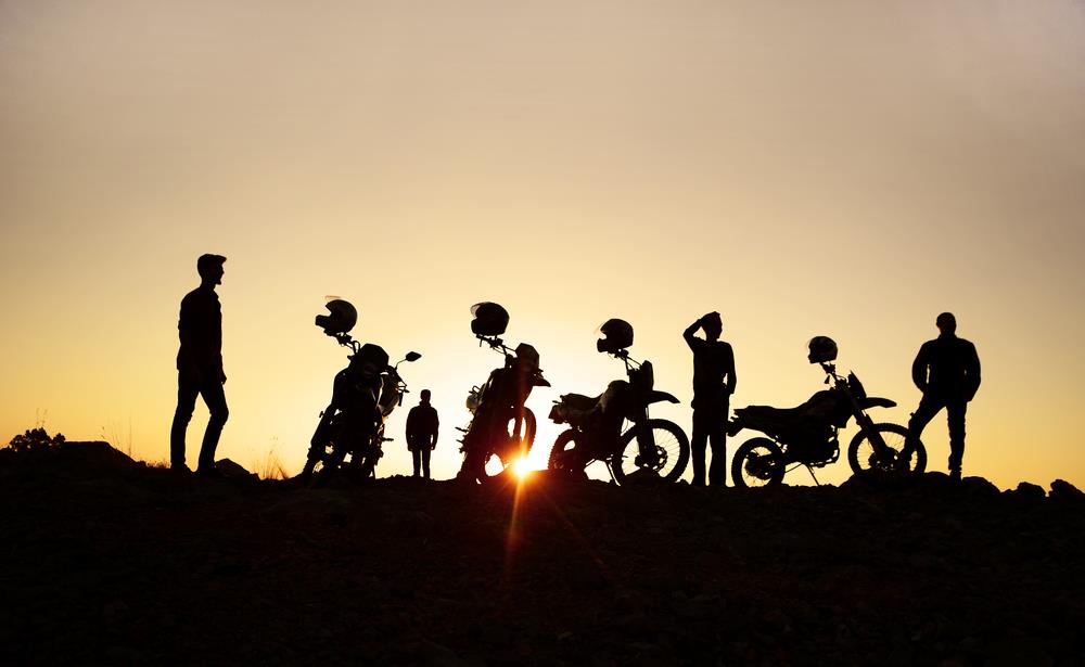 Sunset With Motorcycle Fans
