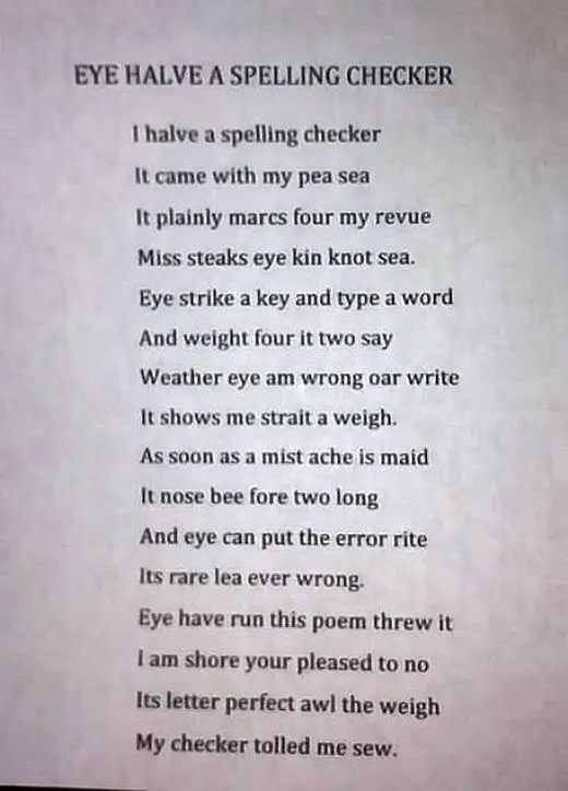 Funny Spell Checker Poem