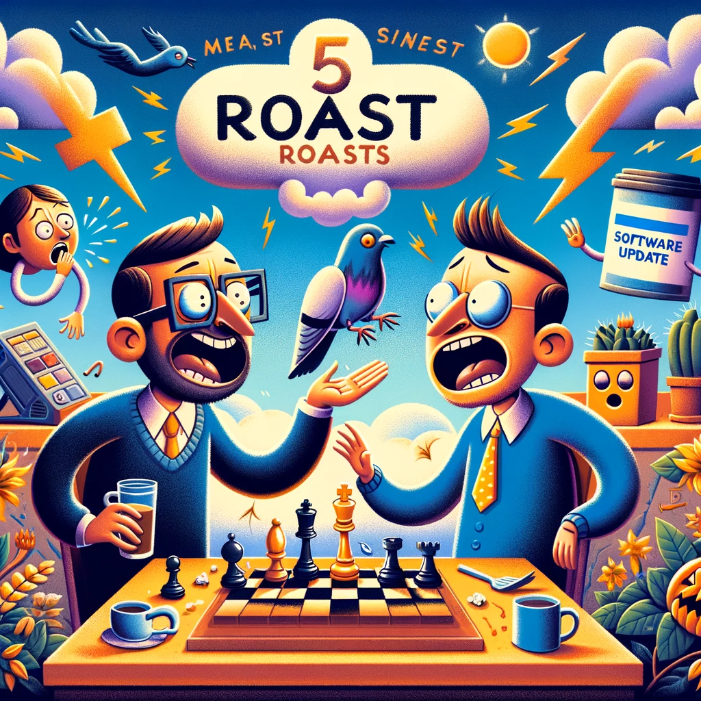 Two Men Playing Chess And Saying Meanest Roasts