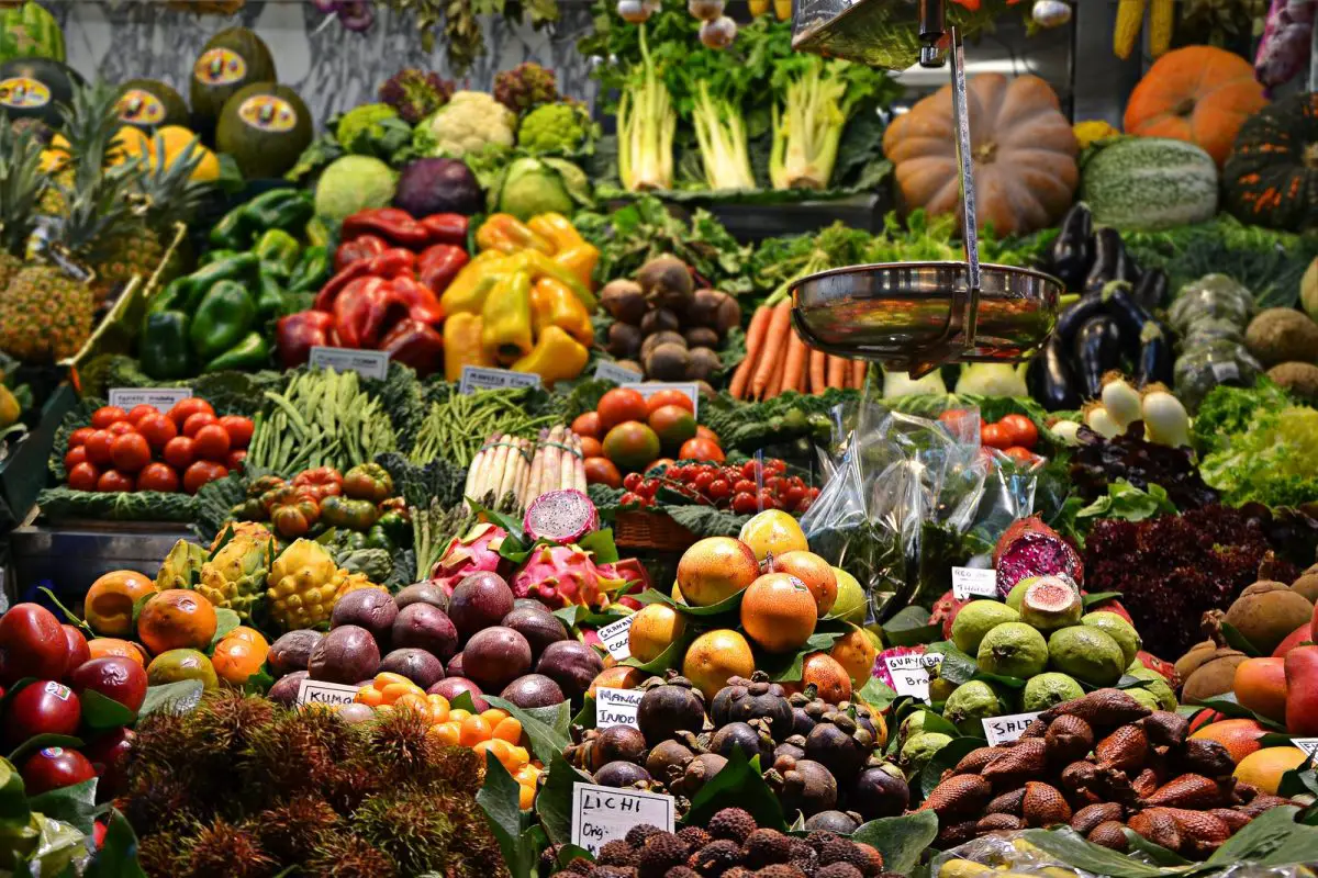 Vegetables And Fruits In A Store
