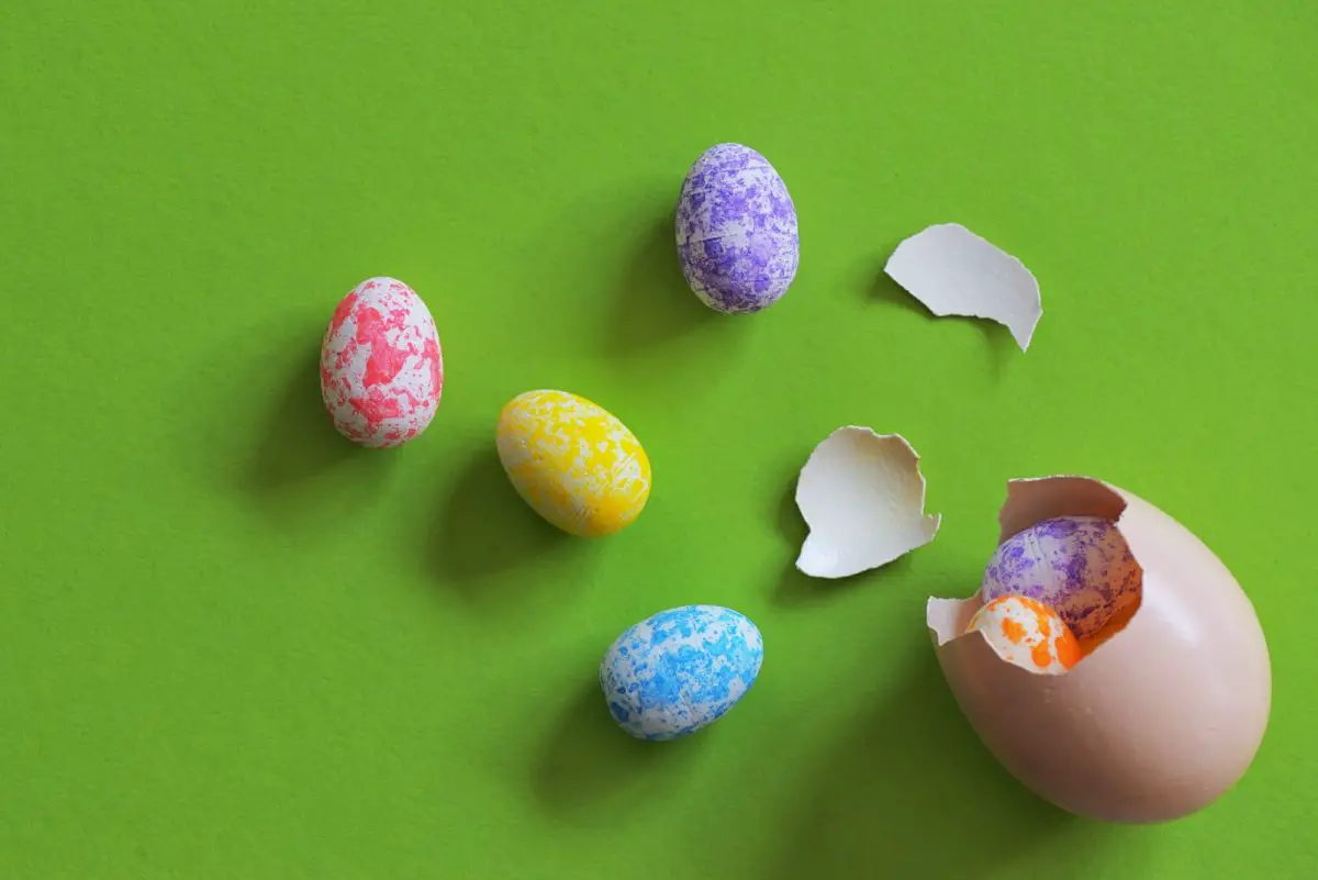 Cracked Egg With Easter Eggs Inside