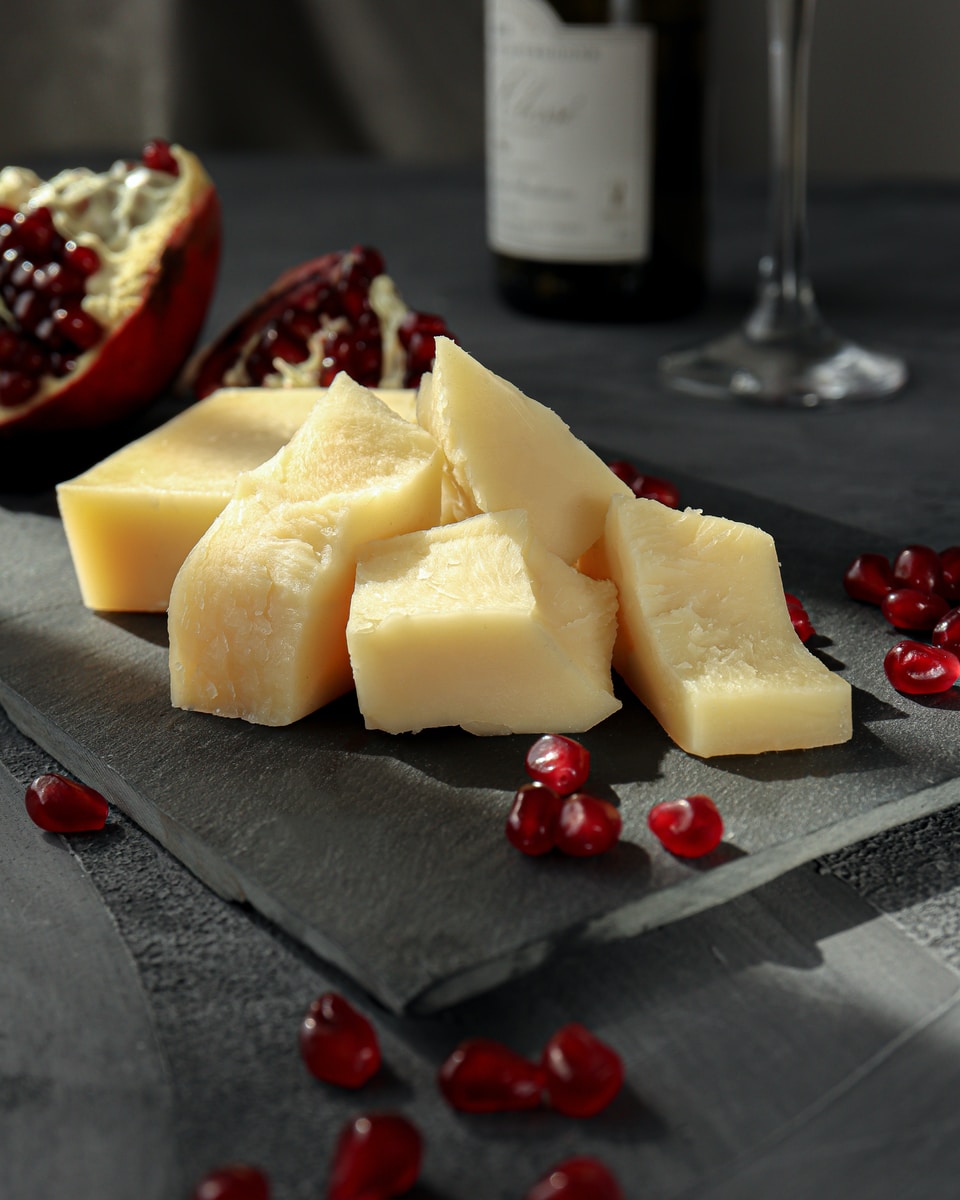 sliced cheese on black plate