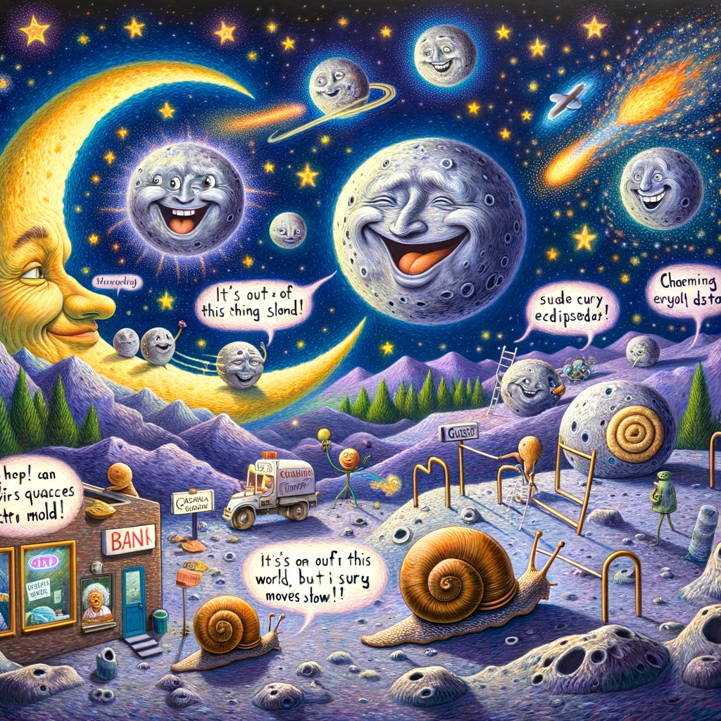 illustration that shows the essence of half moon puns that follow