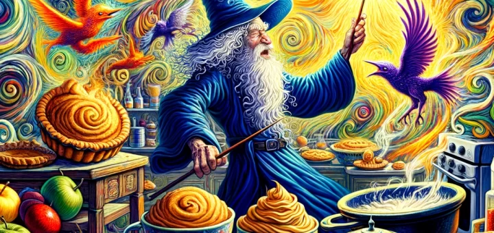 illustration that shows the essence of Wizard's Pies limerick